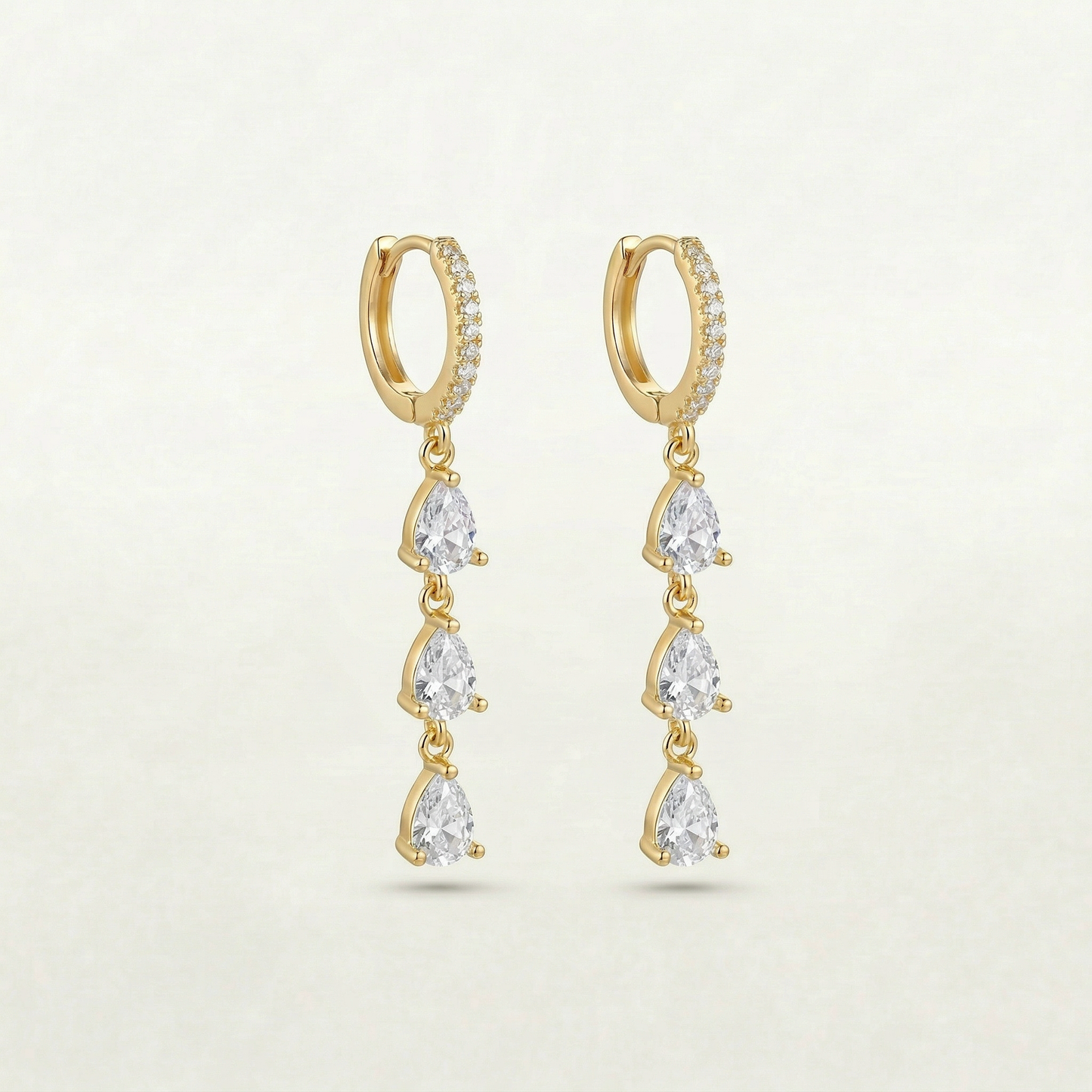 Dangling 18K Gold Plated Gem Earrings