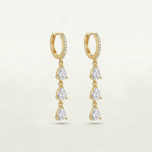 Dangling 18K Gold Plated Gem Earrings