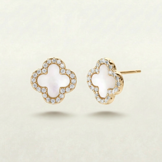 Mina Gold Pearl Diamanté Earrings