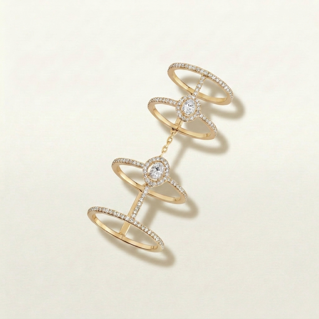 Tia Dangling Layering Chain Diamanté Ring