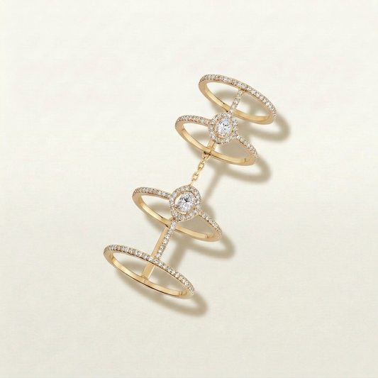 Tia Dangling Layering Chain Diamanté Ring