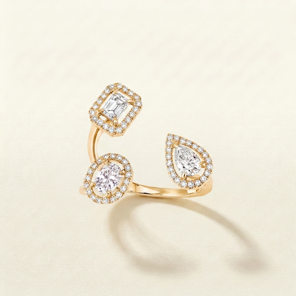 Mollyanne Triple Diamanté Ring (gold, white gold & rose gold)