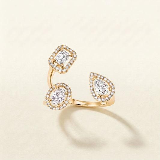 Mollyanne Triple Diamanté Ring (gold, white gold & rose gold)