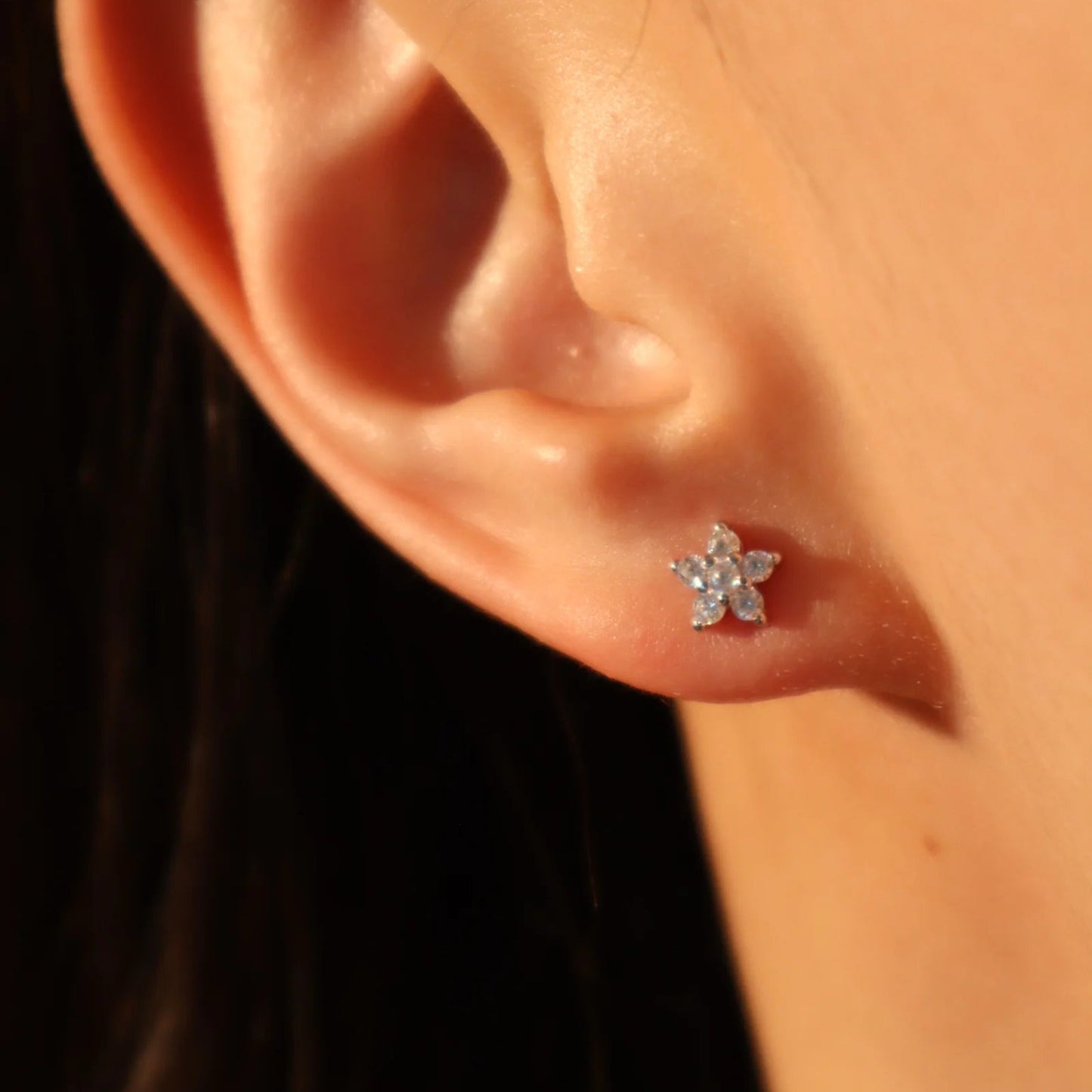 Diamanté Snowflake Stud Earrings (in silver & gold)