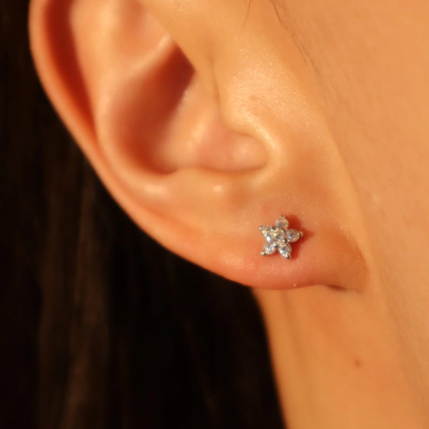 Diamanté Snowflake Stud Earrings (in silver & gold)